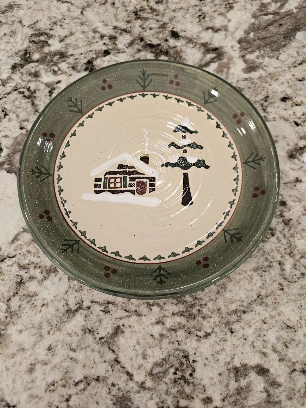 Sonoma Green and Cream Cabin Ceramic Dinner Plate